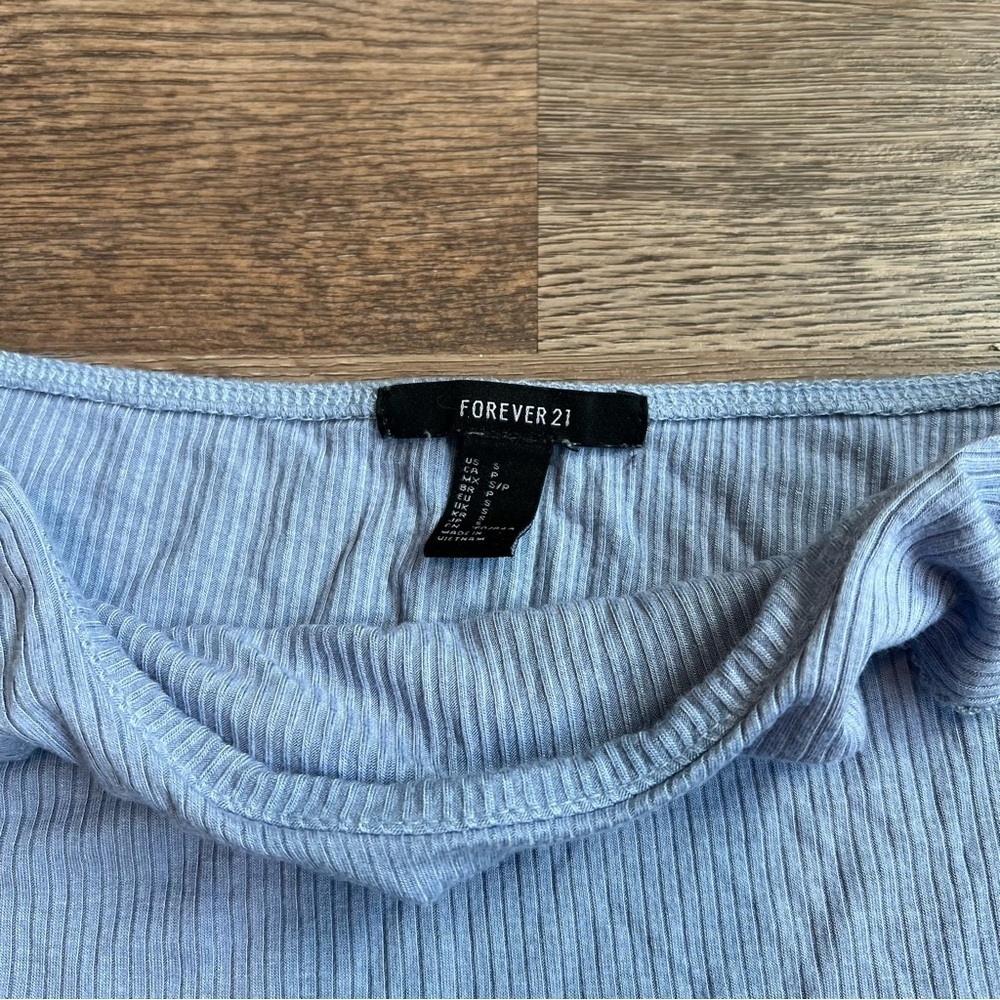 Forever 21 Light Blue Ruffled Ribbed Tube Top - Picture 3 of 3